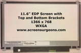 11.6" LED EDP Backlight Laptop LCD Panel (Top & Bottom Brackets) - Screen Surgeons